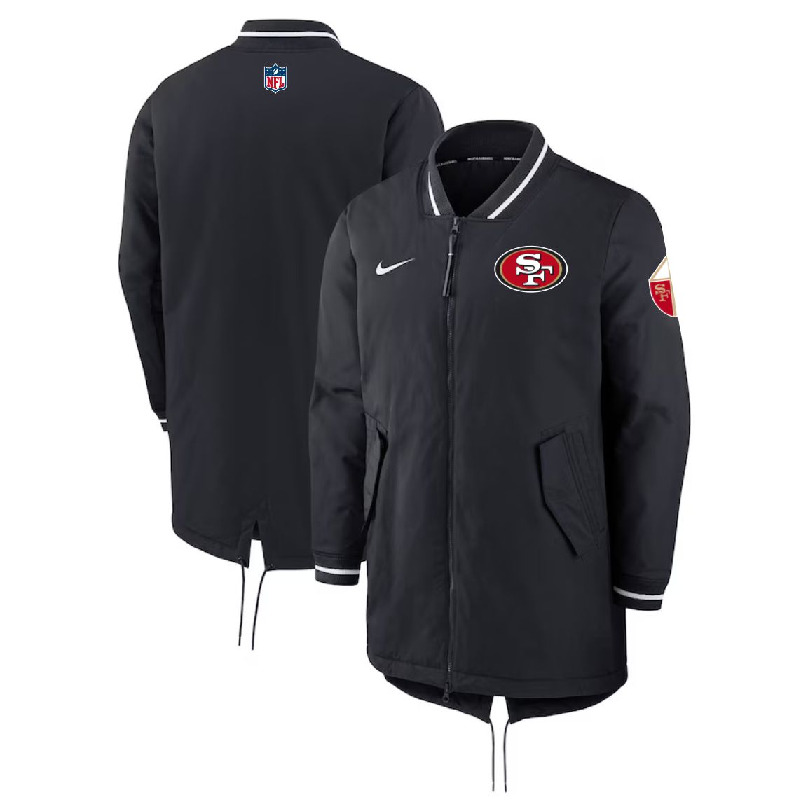 Men 2026 NFL San Francisco 49ers black Extended Cotton Jacket style 01